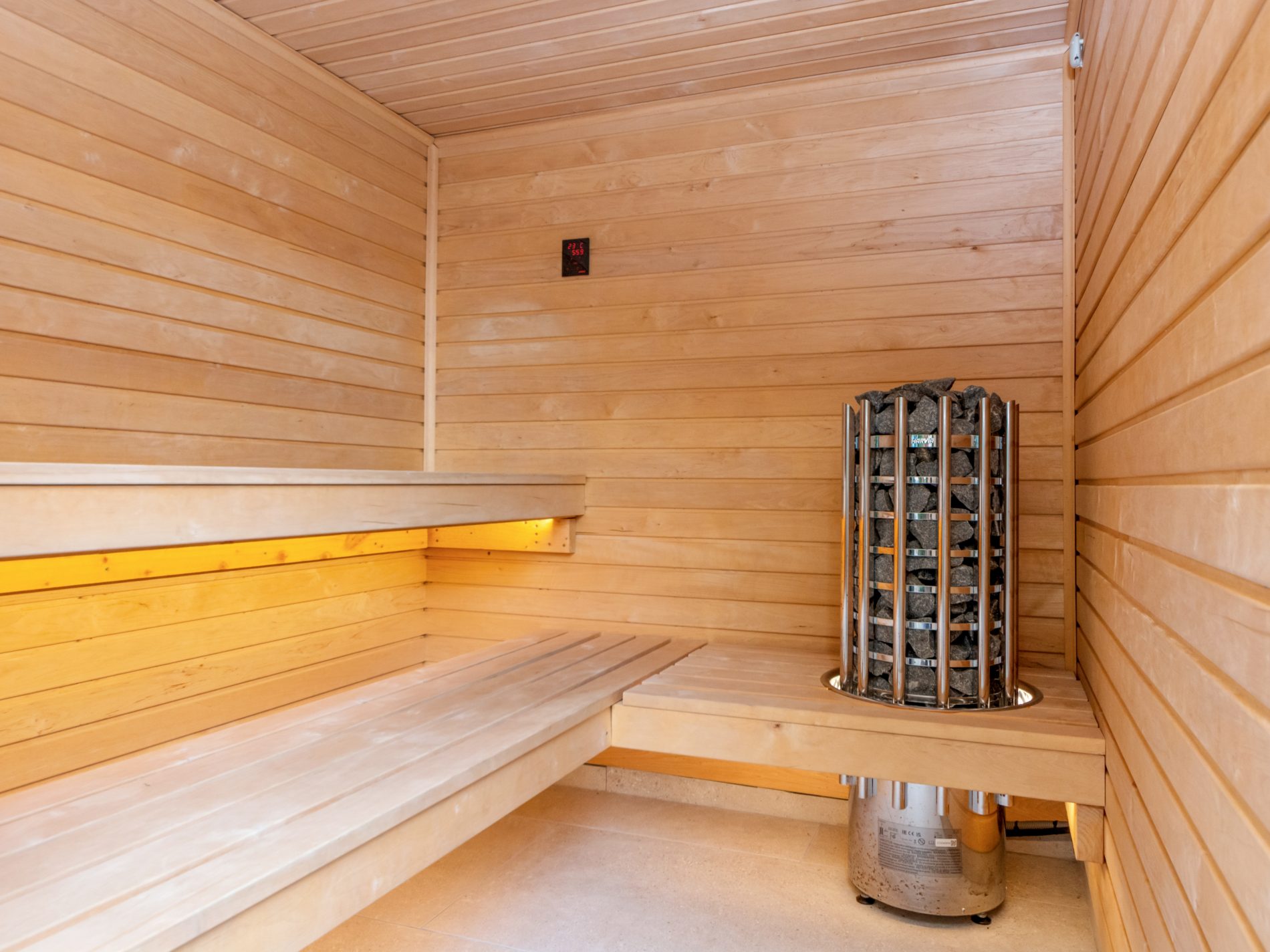 Interior of Strandville's private electric sauna