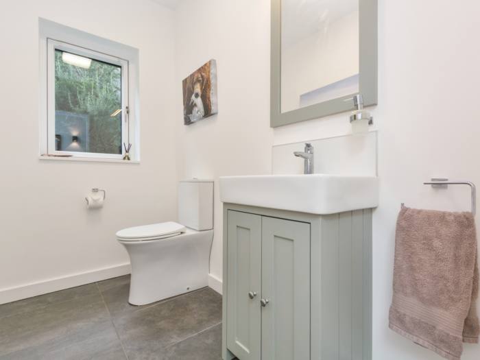 Bathroom with vanity and natural light
